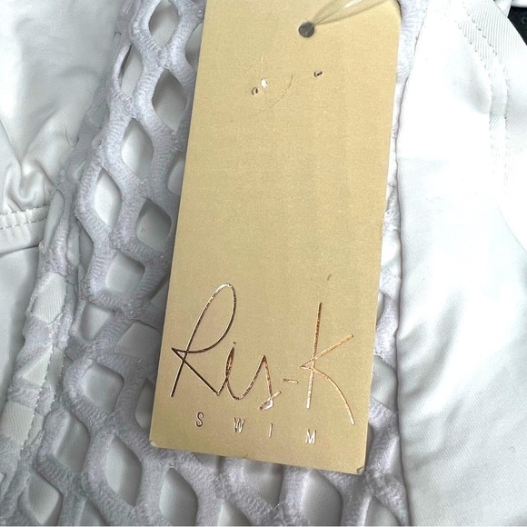 RIS-K Women's White Net-Overlay Lace-Up Sides Expedition One Piece Swimsuit - Picture 10 of 16